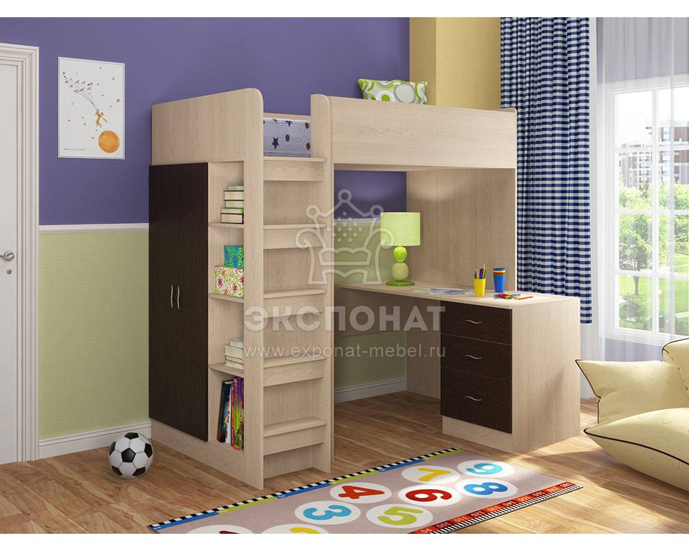 Кровать чердак Теремок 3 (разные цвета)